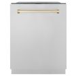 ZLINE Autograph Edition 24  3rd Rack Top Touch Control Tall Tub Dishwasher in Stainless Steel with Accent Handle, 45dBa (DWMTZ-304-24) [Color: Gold] Fashion