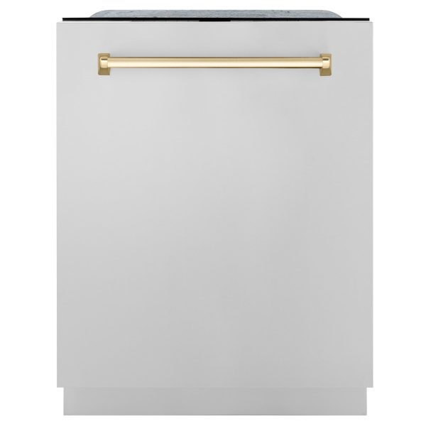 ZLINE Autograph Edition 24  3rd Rack Top Touch Control Tall Tub Dishwasher in Stainless Steel with Accent Handle, 45dBa (DWMTZ-304-24) [Color: Gold] Fashion