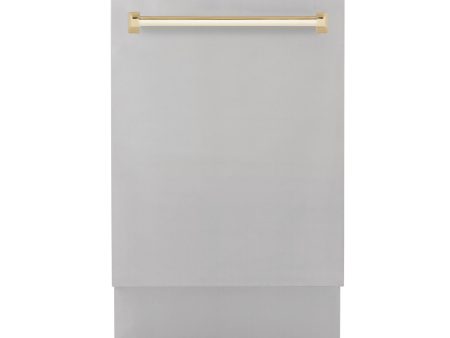 ZLINE Autograph Edition 18 Compact 3rd Rack Top Control Dishwasher in Stainless Steel with Accent Handle, 51dBa (DWVZ-304-18) [Color: Gold] Online now