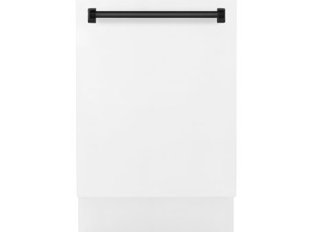 ZLINE Autograph Edition 18  Compact 3rd Rack Top Control Dishwasher in White Matte with Matte Black Handle, 51dBa (DWVZ-WM-18-MB) Online now