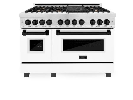 ZLINE Autograph Edition 48  6.0 cu. ft. Dual Fuel Range with Gas Stove and Electric Oven in DuraSnow Stainless Steel with White Matte Door with Accents (RASZ-WM-48) [Color: Matte Black] Sale