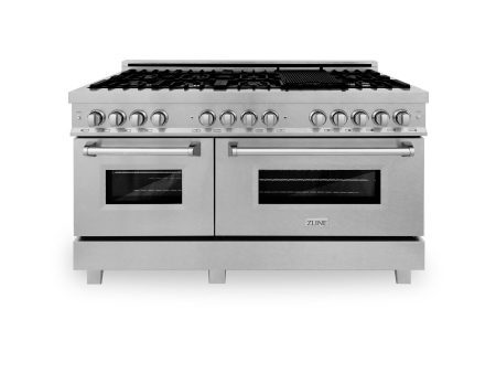 ZLINE 60 in. 7.4 cu. ft. Dual Fuel Range with Gas Stove and Electric Oven in DuraSnow Stainless Steel and Colored Door Options (RAS-60) [Color: DuraSnow Stainless Steel with White Matte Door] Online Hot Sale