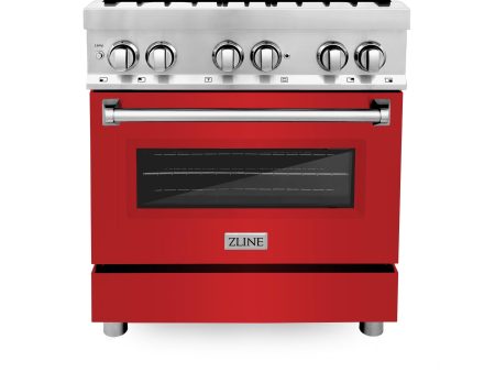 ZLINE 30 in. Dual Fuel Range with Gas Stove and Electric Oven in Stainless Steel (RA30) [Color: Red Matte] For Sale