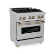 ZLINE Autograph Edition 30  4.0 cu. ft. Dual Fuel Range with Gas Stove and Electric Oven in DuraSnow Stainless Steel with Accents (RASZ-SN-30) [Color: Champagne Bronze] Hot on Sale