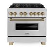 ZLINE Autograph Edition 36  4.6 cu. ft. Dual Fuel Range with Gas Stove and Electric Oven in Stainless Steel with Accents (RAZ-36) [Color: Champagne Bronze] Sale