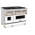 ZLINE Autograph Edition 48  6.0 cu. ft. Dual Fuel Range with Gas Stove and Electric Oven in DuraSnow Stainless Steel with White Matte Door with Accents (RASZ-WM-48) [Color: Champagne Bronze] on Sale