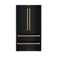 ZLINE 36  Autograph Edition 22.5 cu. ft Freestanding French Door Refrigerator with Ice Maker in Fingerprint Resistant Black Stainless Steel with Accents (RFMZ-36-BS) [Color: Champagne Bronze Accents] For Sale