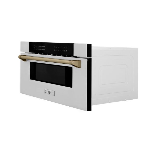 ZLINE Autograph Edition 30  1.2 cu. ft. Built-In Microwave Drawer in Stainless Steel with Accents (MWDZ-30) [Color: Champagne Bronze] on Sale