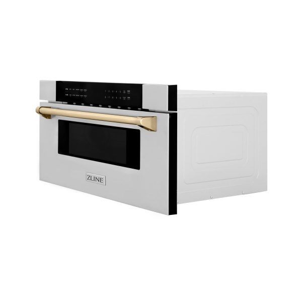 ZLINE Autograph Edition 30  1.2 cu. ft. Built-In Microwave Drawer in Stainless Steel with Accents (MWDZ-30) [Color: Gold] Online now