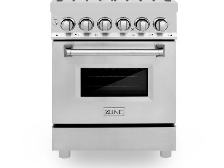 ZLINE 24 in. Professional Dual Fuel Range with Color Door Options (RA24) [Color: Stainless Steel with Brass Burners] on Sale