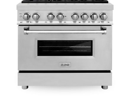 ZLINE 36 in. Dual Fuel Range with Gas Stove and Electric Oven in Stainless Steel (RA36) [Color: Stainless Steel with Brass Burners] For Cheap