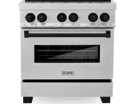 ZLINE Autograph Edition 30  4.0 cu. ft. Dual Fuel Range with Gas Stove and Electric Oven in DuraSnow Stainless Steel with Accents (RASZ-SN-30) [Color: Matte Black] Supply