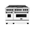 ZLINE Autograph Edition 48  6.0 cu. ft. Dual Fuel Range with Gas Stove and Electric Oven in Stainless Steel with White Matte Door with Accents (RAZ-WM-48) [Color: Matte Black] Sale