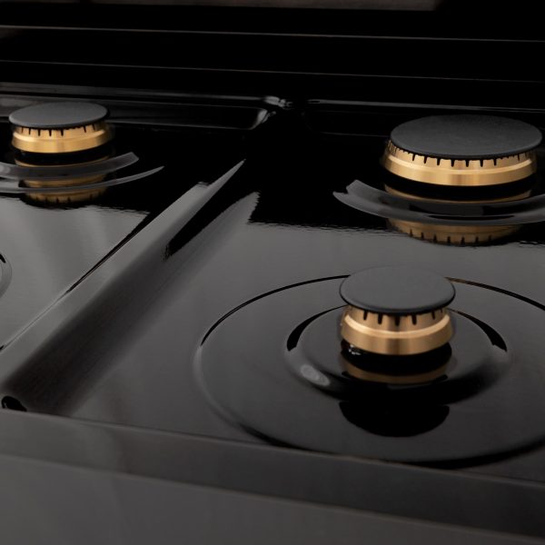 ZLINE Autograph Edition 48 in. Porcelain Rangetop with 7 Gas Burners in Black Stainless Steel and Champagne Bronze Accents (RTBZ-48-CB) [Color: Champagne Bronze] Sale