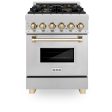 ZLINE Autograph Edition 24 in. 2.8 cu. ft. Dual Fuel Range with Gas Stove and Electric Oven in DuraSnow Stainless Steel with Accents (RASZ-SN-24) [Color: Polished Gold Accents] For Cheap