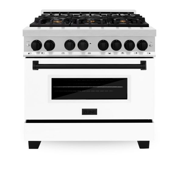 ZLINE Autograph Edition 36  4.6 cu. ft. Dual Fuel Range with Gas Stove and Electric Oven in Stainless Steel with White Matte Door and Accents (RAZ-WM-36) [Color: Matte Black] For Discount