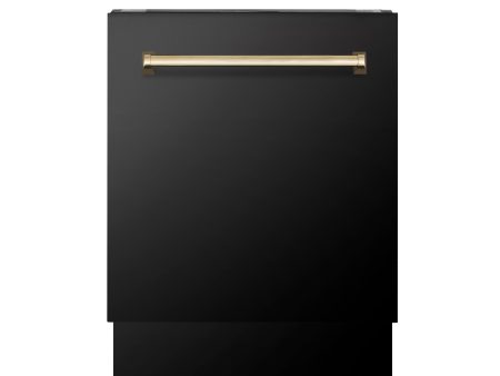 ZLINE Autograph Edition 24  3rd Rack Top Control Tall Tub Dishwasher in Black Stainless Steel with Accent Handle, 51dBa (DWVZ-BS-24) [Color: Gold] Discount