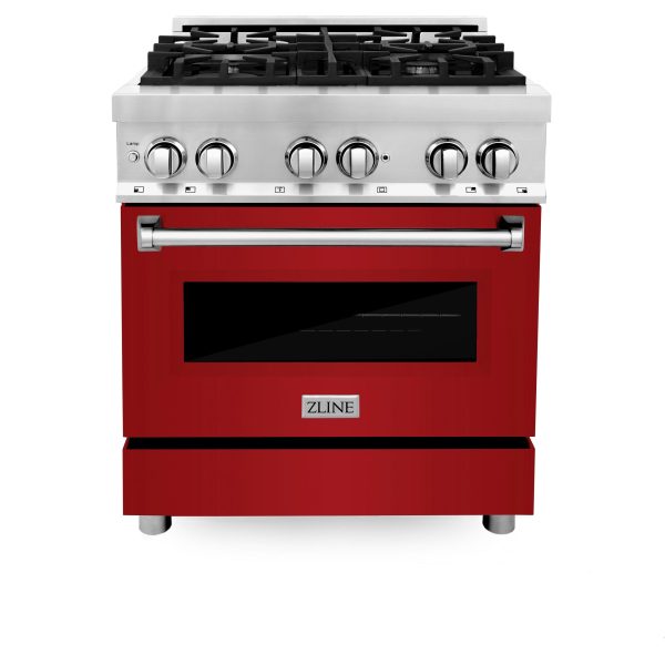 ZLINE 30 in. Dual Fuel Range with Gas Stove and Electric Oven in Stainless Steel (RA30) [Color: Red Gloss] Online