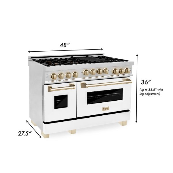 ZLINE Autograph Edition 48  6.0 cu. ft. Range with Gas Stove and Gas Oven in Stainless Steel with White Matte Door with Accents (RGZ-WM-48) [Color: Matte Black] Online