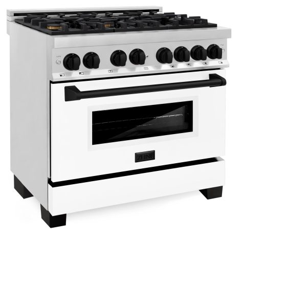 ZLINE Autograph Edition 36  4.6 cu. ft. Dual Fuel Range with Gas Stove and Electric Oven in Stainless Steel with White Matte Door and Accents (RAZ-WM-36) [Color: Matte Black] For Discount