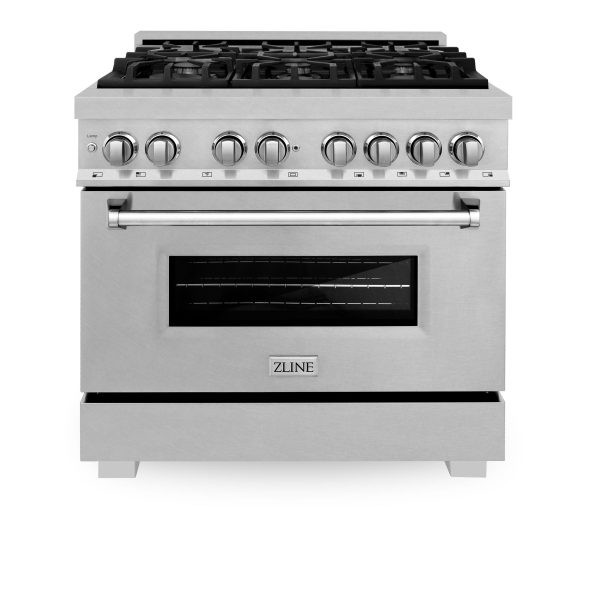 ZLINE 36 in. Professional Dual Fuel Range in DuraSnow Stainless Steel with Color Door Finishes (RAS-SN-36) [Color: DuraSnow Stainless Steel] Hot on Sale