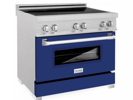 ZLINE 36  4.6 cu. ft. Induction Range in DuraSnow with a 4 Element Stove and Electric Oven (RAINDS-36) [Color: Blue Gloss] For Cheap