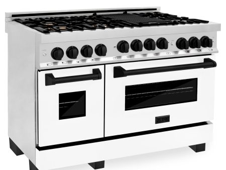 ZLINE Autograph Edition 48  6.0 cu. ft. Range with Gas Stove and Gas Oven in Stainless Steel with White Matte Door with Accents (RGZ-WM-48) [Color: Matte Black] Online