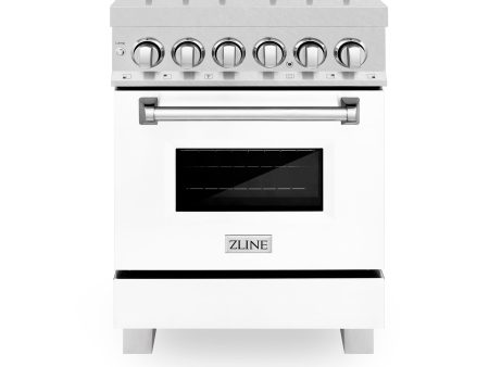 ZLINE 24 in. Professional Dual Fuel Range in DuraSnow Stainless Steel with Color Door Options (RAS-SN-24) [Color: DuraSnow With White Matte Door] Discount