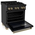 ZLINE Autograph Edition 30  4.0 cu. ft. Dual Fuel Range with Gas Stove and Electric Oven in Black Stainless Steel with Accents (RABZ-30) [Color: Champagne Bronze] Online Sale