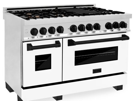 ZLINE Autograph Edition 48  6.0 cu. ft. Dual Fuel Range with Gas Stove and Electric Oven in Stainless Steel with White Matte Door with Accents (RAZ-WM-48) [Color: Matte Black] Sale