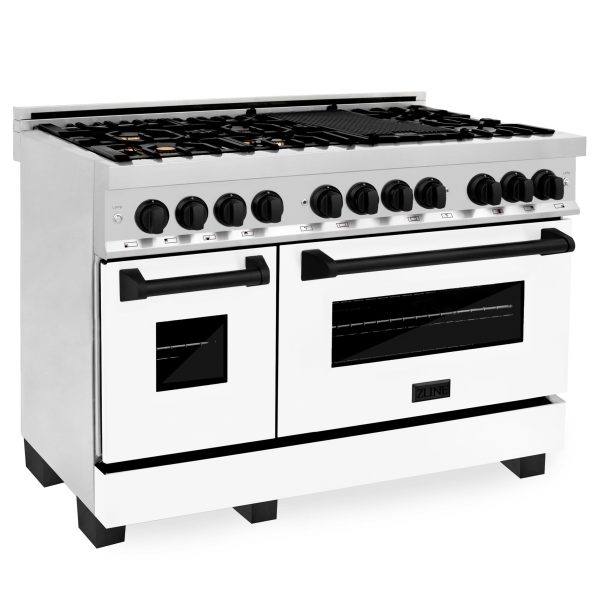 ZLINE Autograph Edition 48  6.0 cu. ft. Dual Fuel Range with Gas Stove and Electric Oven in Stainless Steel with White Matte Door with Accents (RAZ-WM-48) [Color: Matte Black] Sale