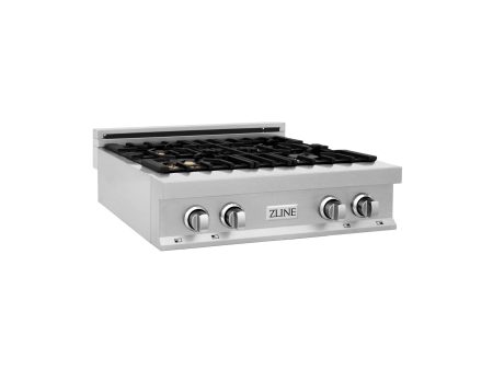 ZLINE 30 in. Porcelain Rangetop in DuraSnow Stainless Steel with 4 Gas Burners (RTS-30) Available with Brass Burners [Color: DuraSnow Stainless Steel with Brass Burners] Sale