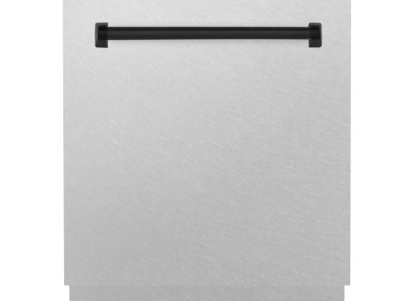 ZLINE Autograph Edition 24  3rd Rack Top Control Tall Tub Dishwasher in DuraSnow Stainless Steel with Accent Handle, 51dBa (DWVZ-SN-24) [Color: Matte Black] on Sale