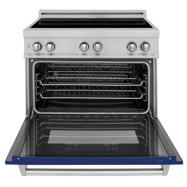 ZLINE 36  4.6 cu. ft. Induction Range in DuraSnow with a 4 Element Stove and Electric Oven (RAINDS-36) [Color: Blue Gloss] For Cheap