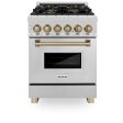 ZLINE Autograph Edition 24 in. 2.8 cu. ft. Dual Fuel Range with Gas Stove and Electric Oven in DuraSnow Stainless Steel with Accents (RASZ-SN-24) [Color: Champagne Bronze] on Sale