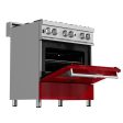 ZLINE 36 in. Professional Dual Fuel Range in DuraSnow Stainless Steel with Color Door Finishes (RAS-SN-36) [Color: Red Gloss] Online now