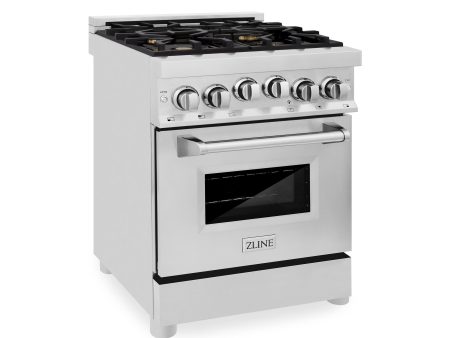 ZLINE 24 in. 2.8 cu. ft. Range with Gas Stove and Gas Oven in Stainless Steel (RG24) [Color: Stainless Steel with Brass Burners] For Sale