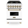 ZLINE Autograph Edition 24  2.8 cu. ft. Dual Fuel Range with Gas Stove and Electric Oven in Stainless Steel with White Matte Door and Accents (RAZ-WM-24) [Color: Champagne Bronze] Online Sale