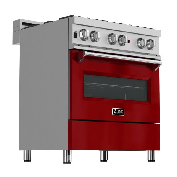 ZLINE 36 in. Professional Dual Fuel Range in DuraSnow Stainless Steel with Color Door Finishes (RAS-SN-36) [Color: Red Gloss] Online now