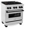 ZLINE Autograph Edition 30  4.0 cu. ft. Dual Fuel Range with Gas Stove and Electric Oven in DuraSnow Stainless Steel with Accents (RASZ-SN-30) [Color: Matte Black] Supply