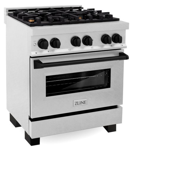 ZLINE Autograph Edition 30  4.0 cu. ft. Dual Fuel Range with Gas Stove and Electric Oven in DuraSnow Stainless Steel with Accents (RASZ-SN-30) [Color: Matte Black] Supply