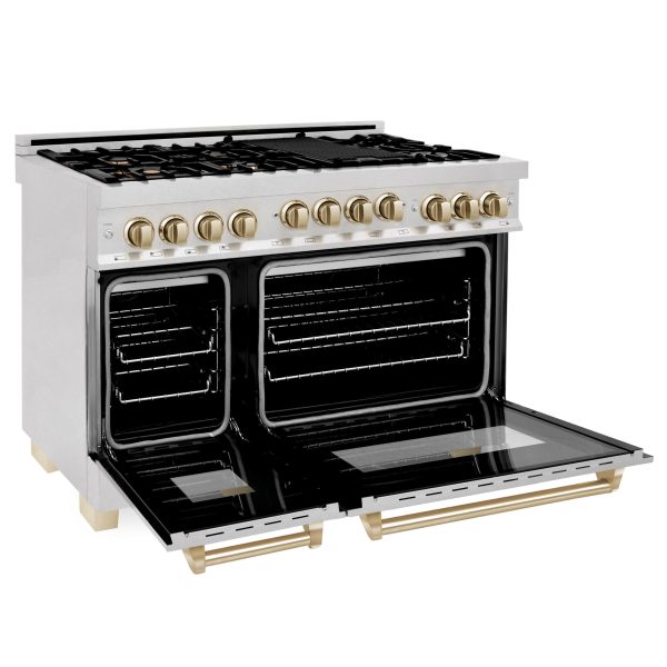 ZLINE Autograph Edition 48  6.0 cu. ft. Range with Gas Stove and Gas Oven in DuraSnow Stainless Steel with Accents (RGSZ-SN-48) [Color: Champagne Bronze] Online Hot Sale