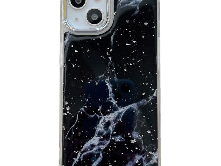 For iPhone 14 Marble Pattern Silver Foil Phone Case Epoxy Hard Acrylic+TPU Phone Shell Electroplating Cover Online