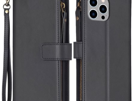 BF Style-19 for iPhone 14 Pro Max Wallet PU Leather Case Zipper Pocket Stand Mobile Phone Cover For Sale