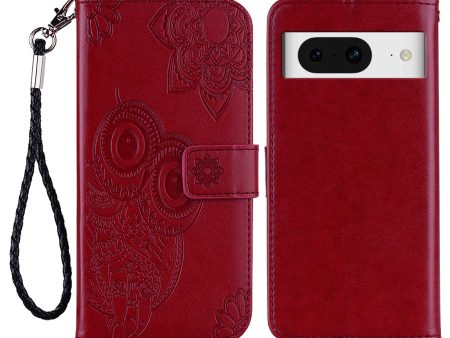 For Google Pixel 8 Mobile Phone Case TPU+PU Leather Stand Flip Imprinted Owl Flower Wallet Cover Online Sale